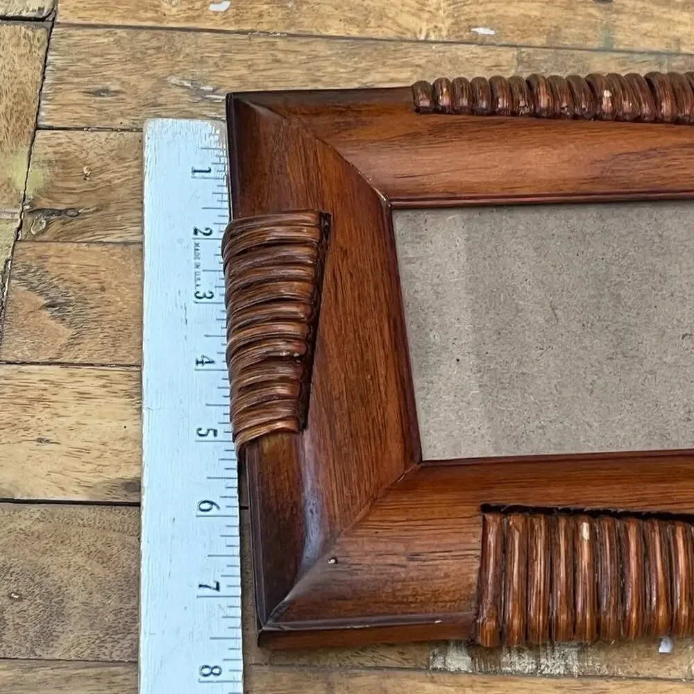 Sicura Designs Rattan & Wood Photo Frame 4x6 in Abstract Rattan Collection